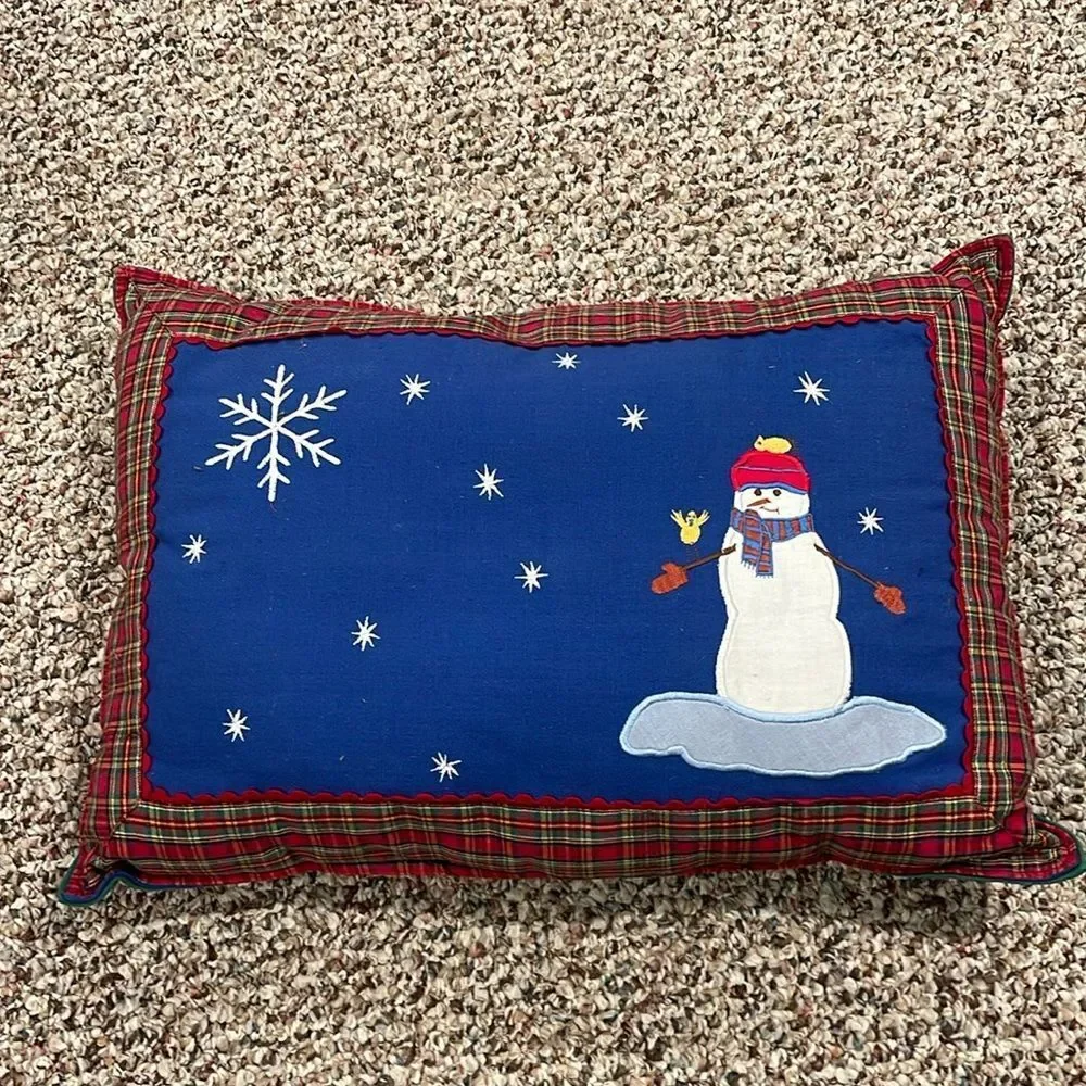 Handmade snowman/winter pillow (12x17)